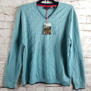 Ted Baker Knitted Golf Sport Sweater V-Neck Teal